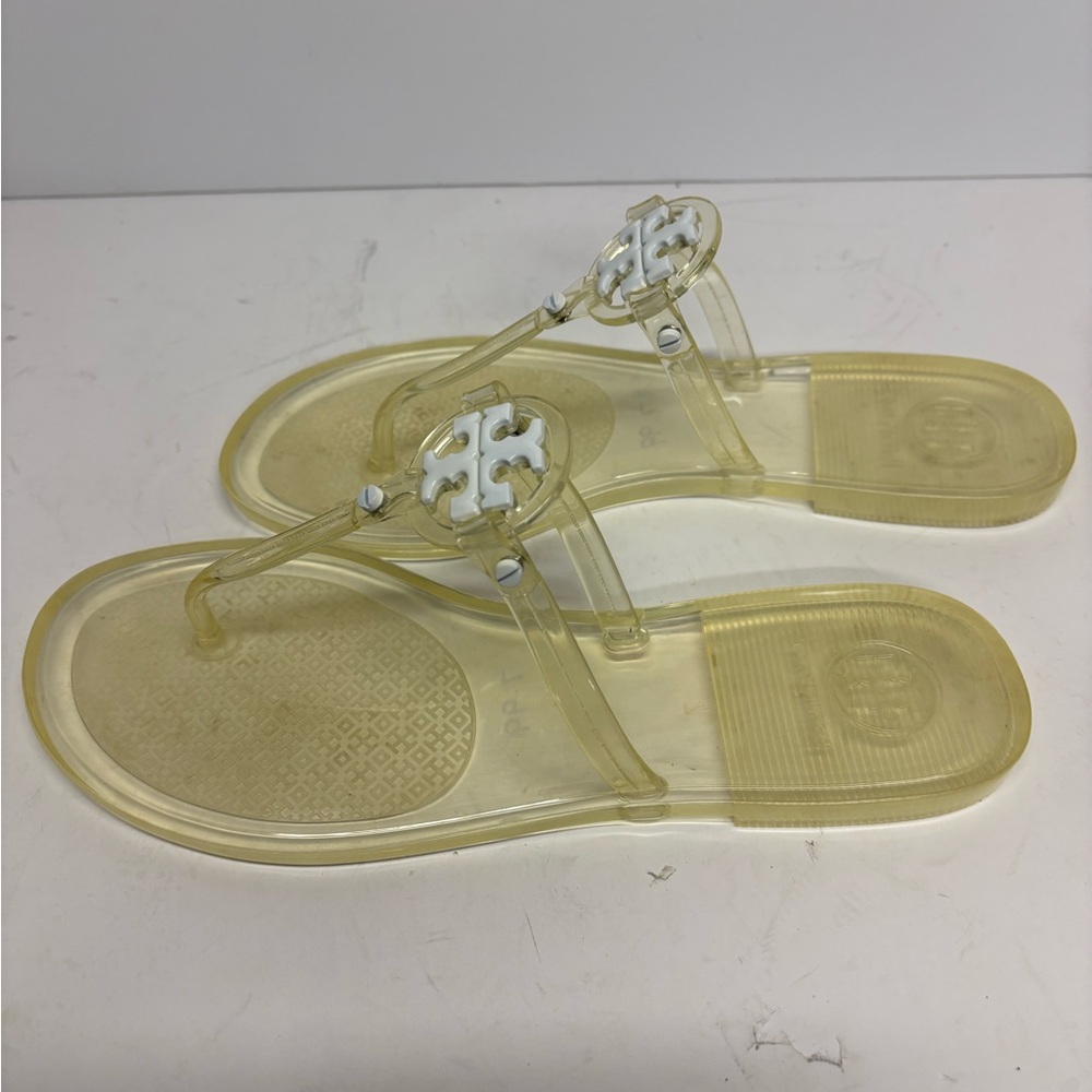 Tory Burch Jelly Logo Thong Sandals in Pale Yellow Size 7 - Picture 3 of 8
